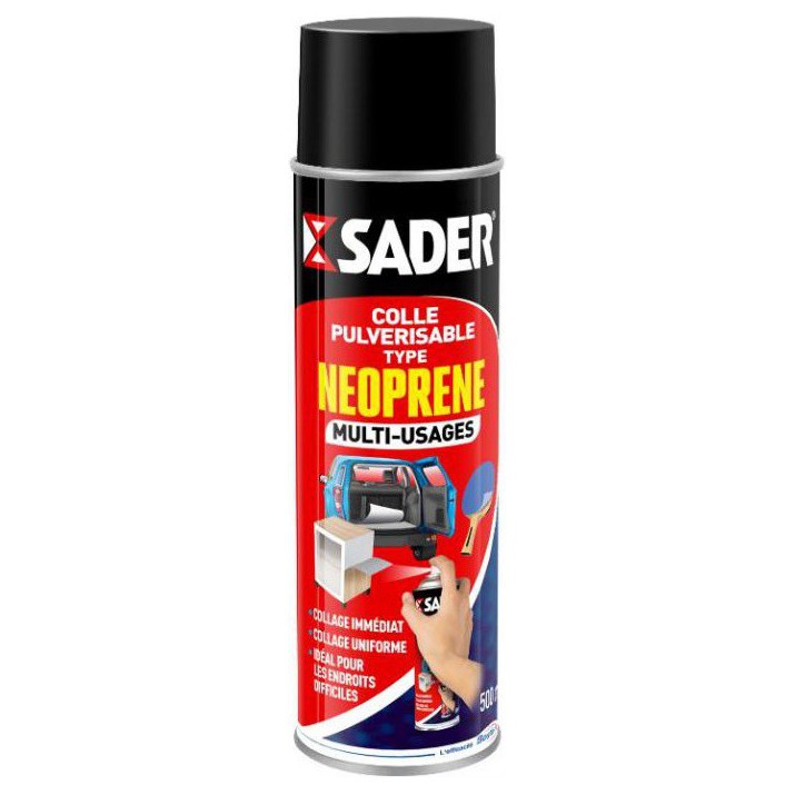 Sader Colle Pulvérisable Néoprène Multi Usages Tous Matériaux – Spéciale Endroits Difficiles – 500ml