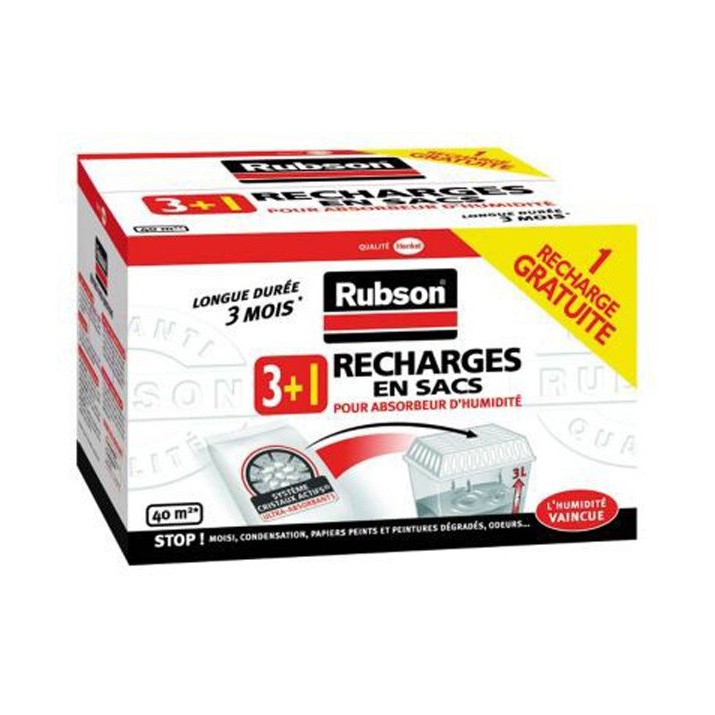 Rubson Recharges en sacs absorbeur d'humidité Classic 3+1 gratuit