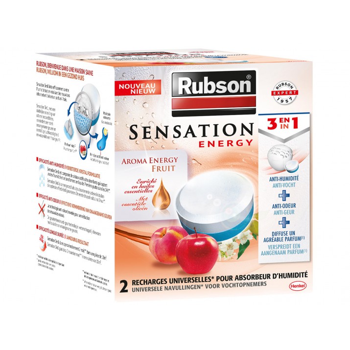 Rubson 2 recharges absorbeur d'humidité Sensation Energy fruit