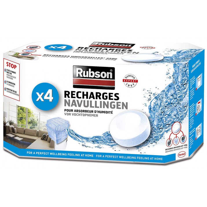Rubson 4 Recharges absorbeur d'humidité Basic