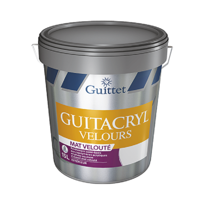 Guittet Guitacryl Velours Peinture Protection et Décoration des Façades - Blanc - 15L