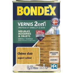 Bondex Vernis Bois 2 en 1 Protège et Embellit Aspect Satiné - 0,25L
