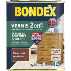 Bondex Vernis Bois 2 en 1 Protège et Embellit Aspect Brillant - 0,5L