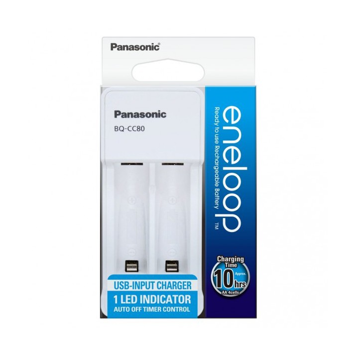 Chargeur de piles Eneloop BQ-CC80MCC20 USB avec 2 piles AA incluses