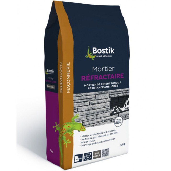 Bostik Mortier réfractaire 5kg - Gris foncé