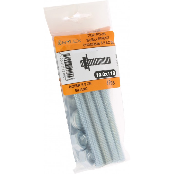Lot de 4 tiges pour Scellement chimique 10x110