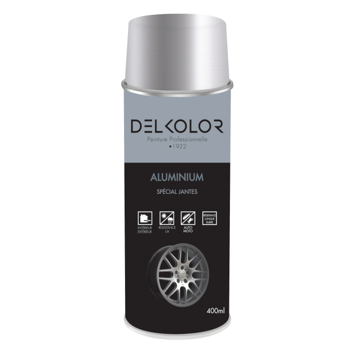Delkolor Peinture Aluminium Spéciale Jantes en Aérosol - 400ml