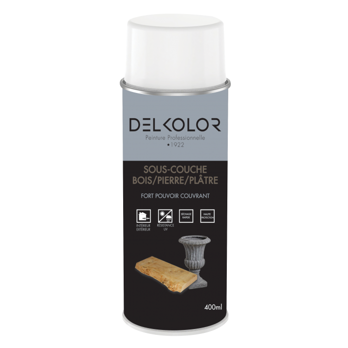 Delkolor Sous Couche Spéciale Bois Pierre et Plâtre en Aérosol 400ml