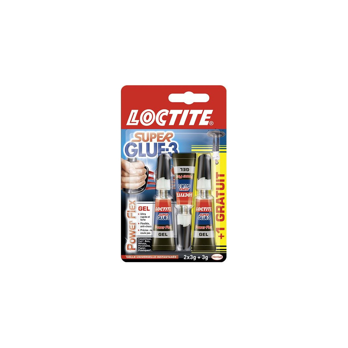 Colle glue liquide Super glue 3 spécial plastique LOCTITE, 2 g