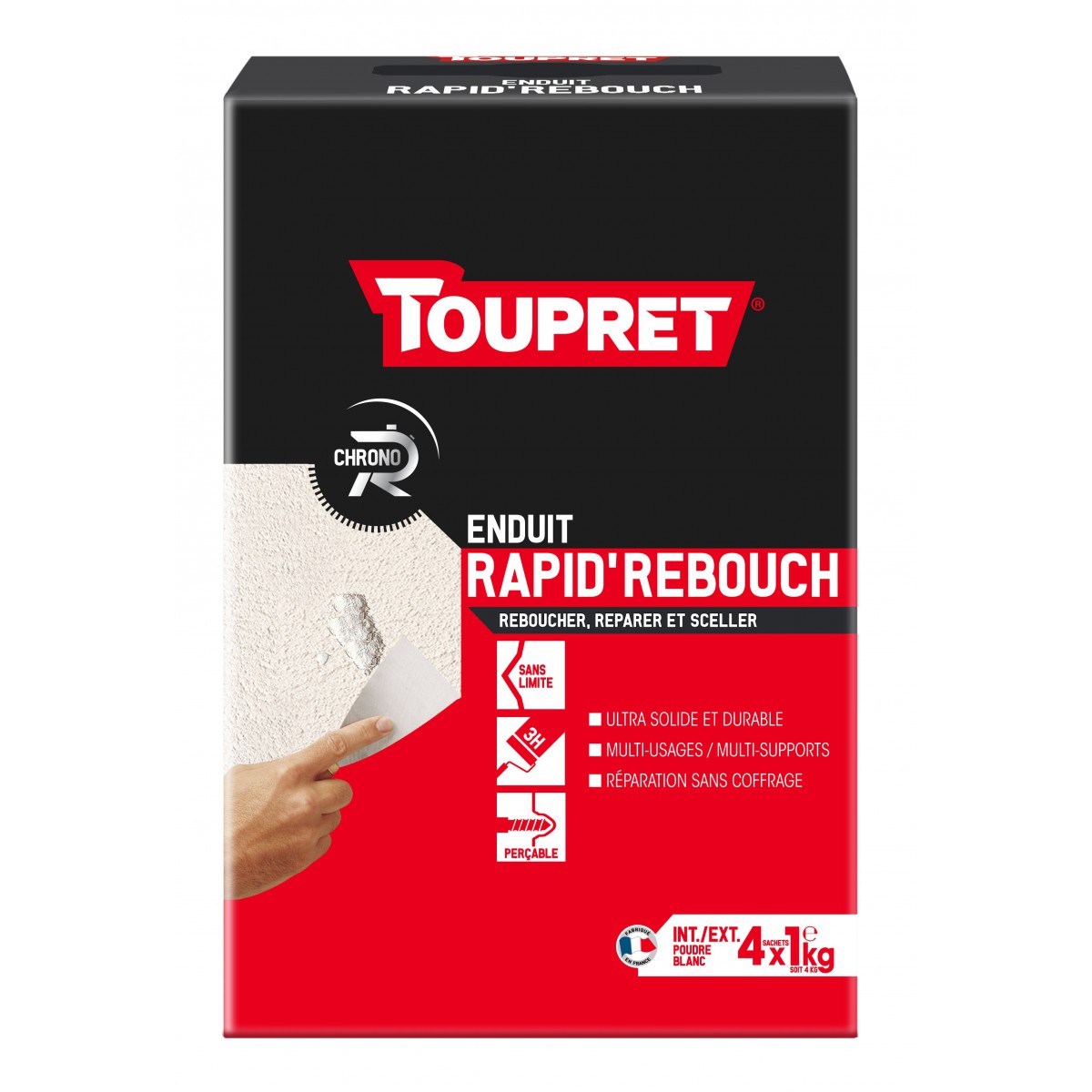 TOUPRET - Toupret Enduit allégé de rebouchage pot de 600 ml - Rebouche  rapidement trous et fissures jusqu'à 5 cm Caractéri - Livraison gratuite  dès 120€