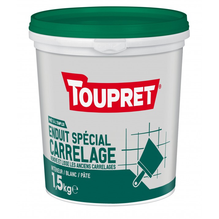 Toupret Enduit spécial carrelage pâte pot 1,5 kg