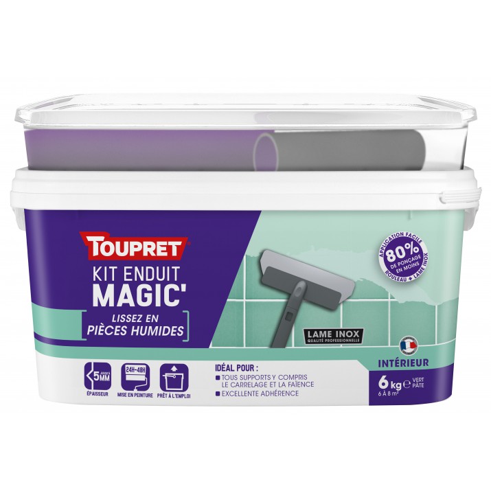 Toupret Kit enduit Magic'Pièces Humides pâte 6 kg