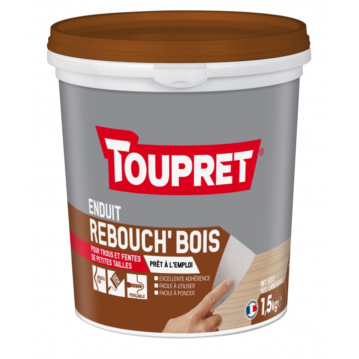 Toupret Enduit de rebouchage Rebouch'Bois en pâte pot de 1,5 kg