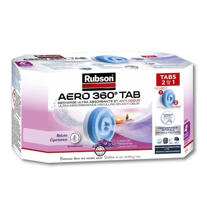 Rubson 4 recharges absorbeur d'humidité Aero 360° Lavande parfumée